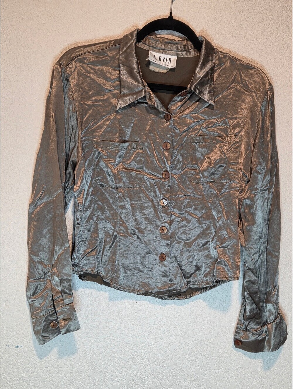 Vintage y2k A. Byer California Satin Button-Up Shirt size S